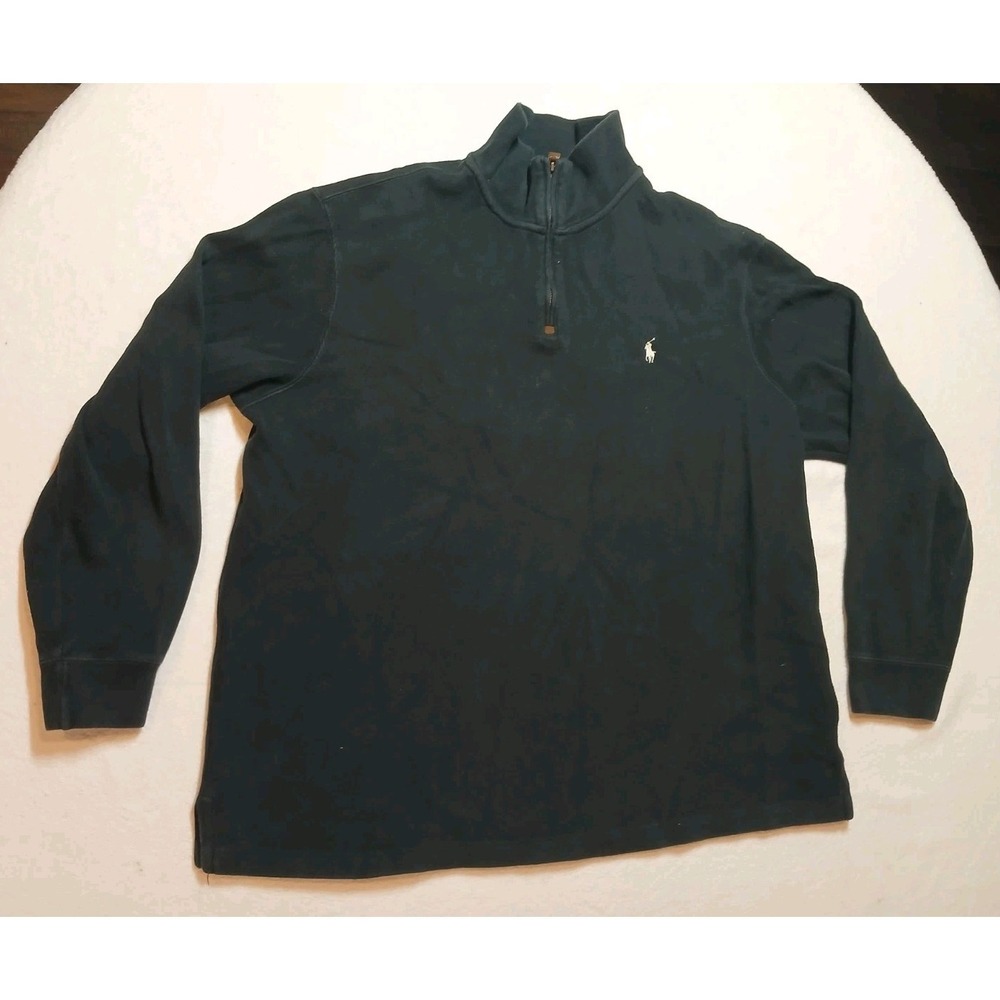 Polo Ralph Lauren Sweater Mens Size XXL Black 1/4 Zip Pullover Jacket